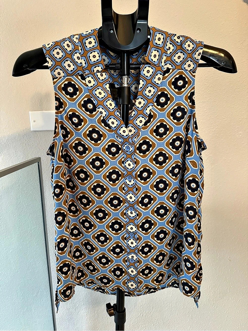 Cabi Two-Timing Top Geometric Blouse